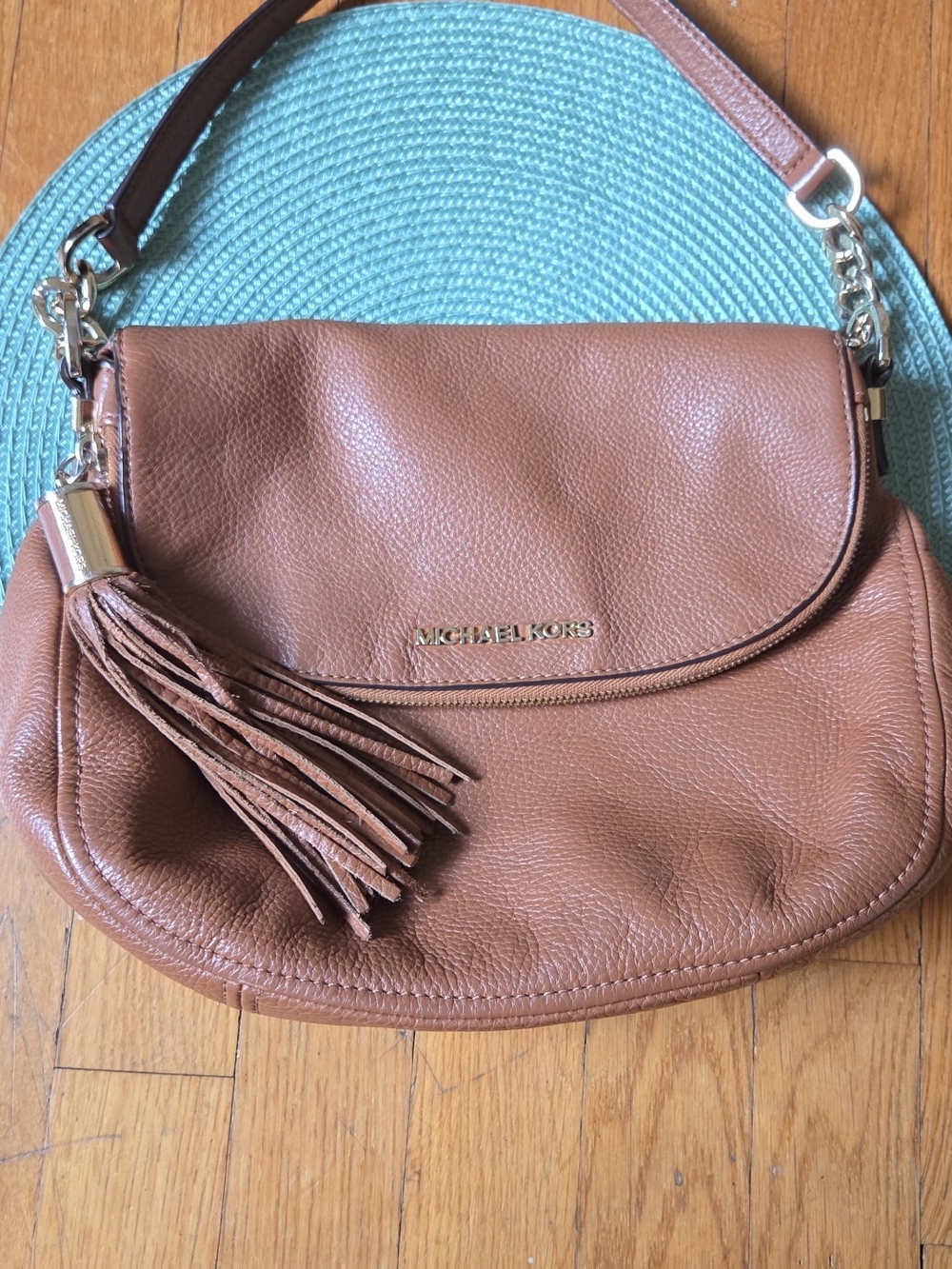 Michael Kors Tan Leather Shoulder Bag with Tassel